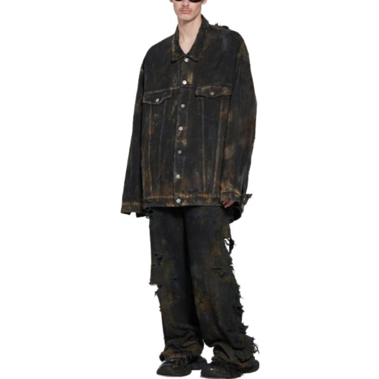 Balenciaga SS23 Black Tie-Dye Denim Jacket Loose Fit  Long Sleeve 748022TBP471363 圖 3