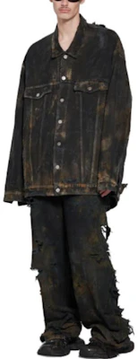 Chaqueta Vaquera Tie-Dye Negra Balenciaga SS23 Holgada de Manga Larga 748022TBP471363 Lookbook Chaqueta Vaquera Tie-Dye Negra Balenciaga SS23 Holgada de Manga Larga 748022TBP471363