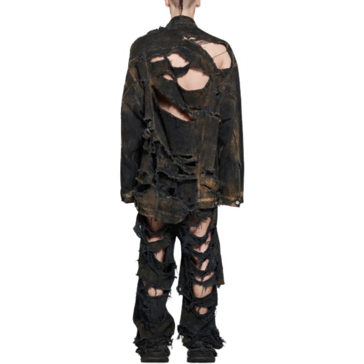 Balenciaga SS23 Black Tie-Dye Denim Jacket Loose Fit  Long Sleeve 748022TBP471363 圖 4