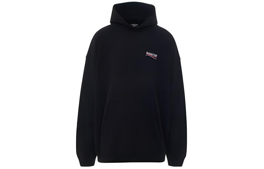 Balenciaga SS23 Black Unisex Logo Embroidered Casual Sweatshirt Regular Fit. 620973TKVI91070