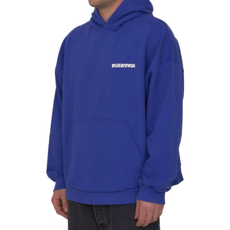 Shop Balenciaga SS23 Sudadera Azul con Letras Estampadas de Manga Larga 674986TNVB64388