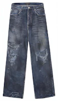 Balenciaga SS23 Blue Distressed Buttoned Loose Fit Jeans Unisex Denim Pants. 745213TNW014974 Balenciaga SS23 Blue Distressed Buttoned Loose Fit Jeans Unisex Denim Pants. 745213TNW014974