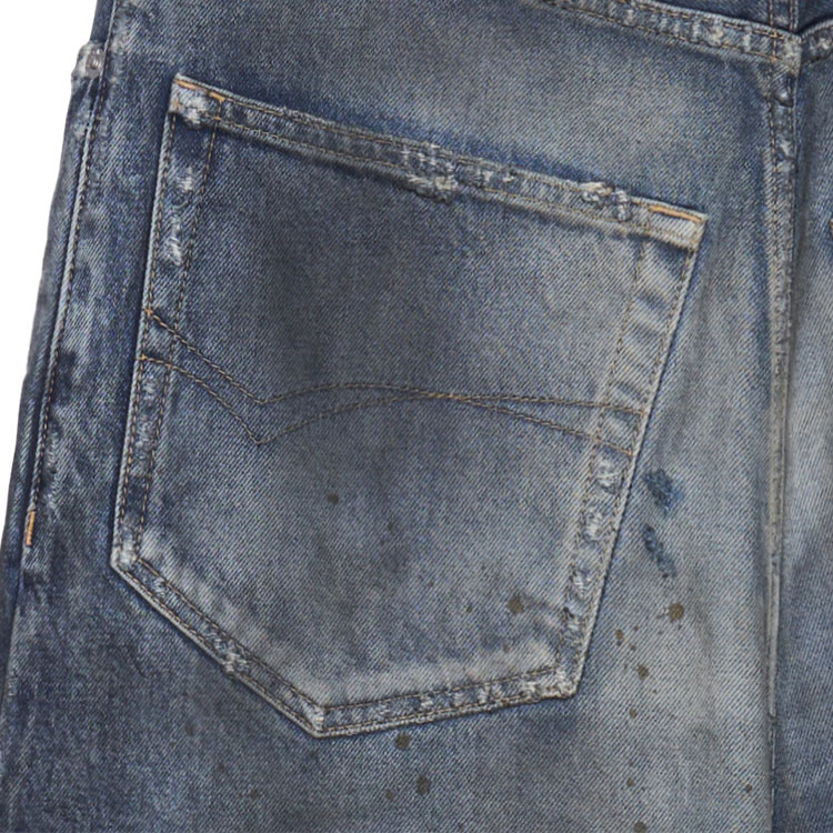 Sizing 발렌시아가 SS23 블루 디스트로이드 버튼 루즈핏 유니섹스 데님 팬츠. 745213TNW014974