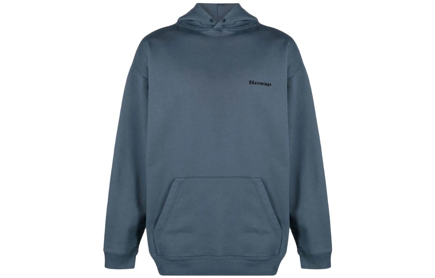 Balenciaga SS23 Blue Oversized Logo Embroidered Sweatshirt for Men 570811TNVG84183