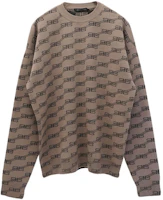 Order Balenciaga SS23 Brown Logo Print Oversized Knit Sweater for Men. 733859T32539378
