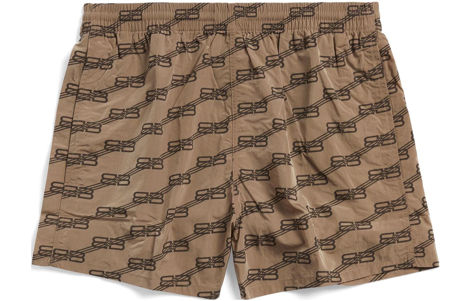 Balenciaga SS23 Brown Monogram Print Straight-Leg Shorts for Men. 6983194C0B29764
