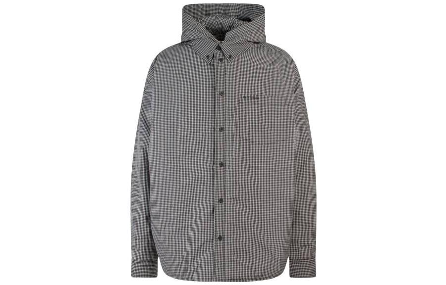 Balenciaga SS23 Checkered Full-Zip Hoodie Jacket Black/White Regular Fit Menswear 735662TNO781070