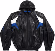 Balenciaga SS23 Colorblock Letter Logo Print Leather Hoodie Jacket for Men. 697771TMS021972 Balenciaga SS23 Colorblock Letter Logo Print Leather Hoodie Jacket for Men. 697771TMS021972