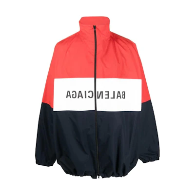 Balenciaga SS23 Colorblock Logo Print Zip Jacket Black Red . 725312TYB184100