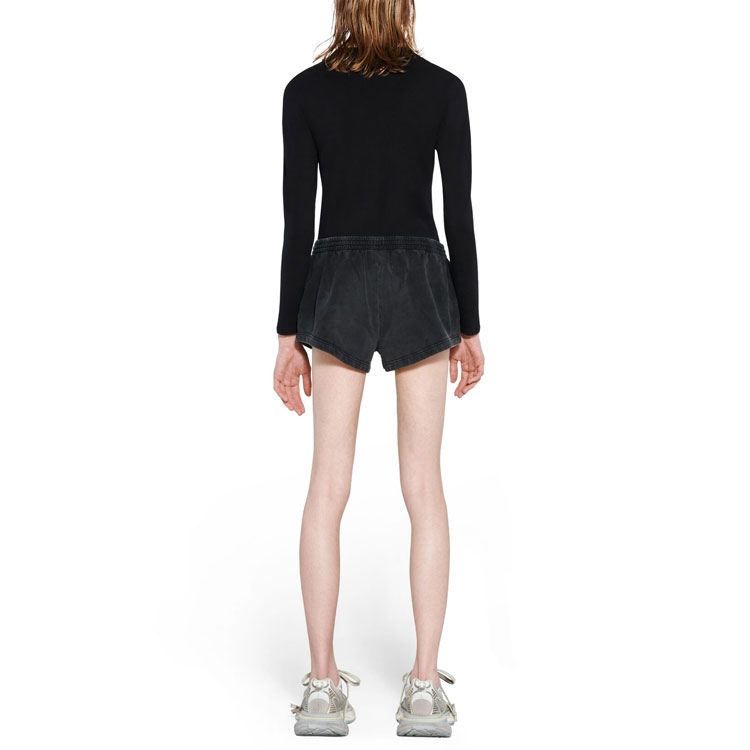 Balenciaga SS23 Distressed Black Mid-Rise Straight Casual Shorts Unisex 744725TOVI41055 圖 5