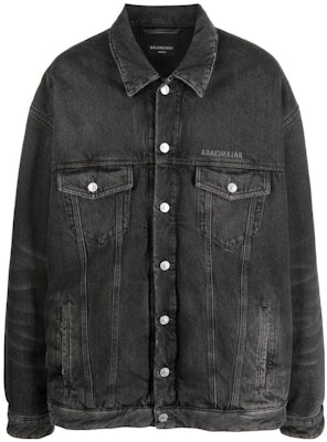 巴黎世家 SS23 男士宽松版型破洞Logo印花黑色牛仔夹克 735744TBP471270 Buy 巴黎世家 SS23 男士宽松版型破洞Logo印花黑色牛仔夹克 735744TBP471270