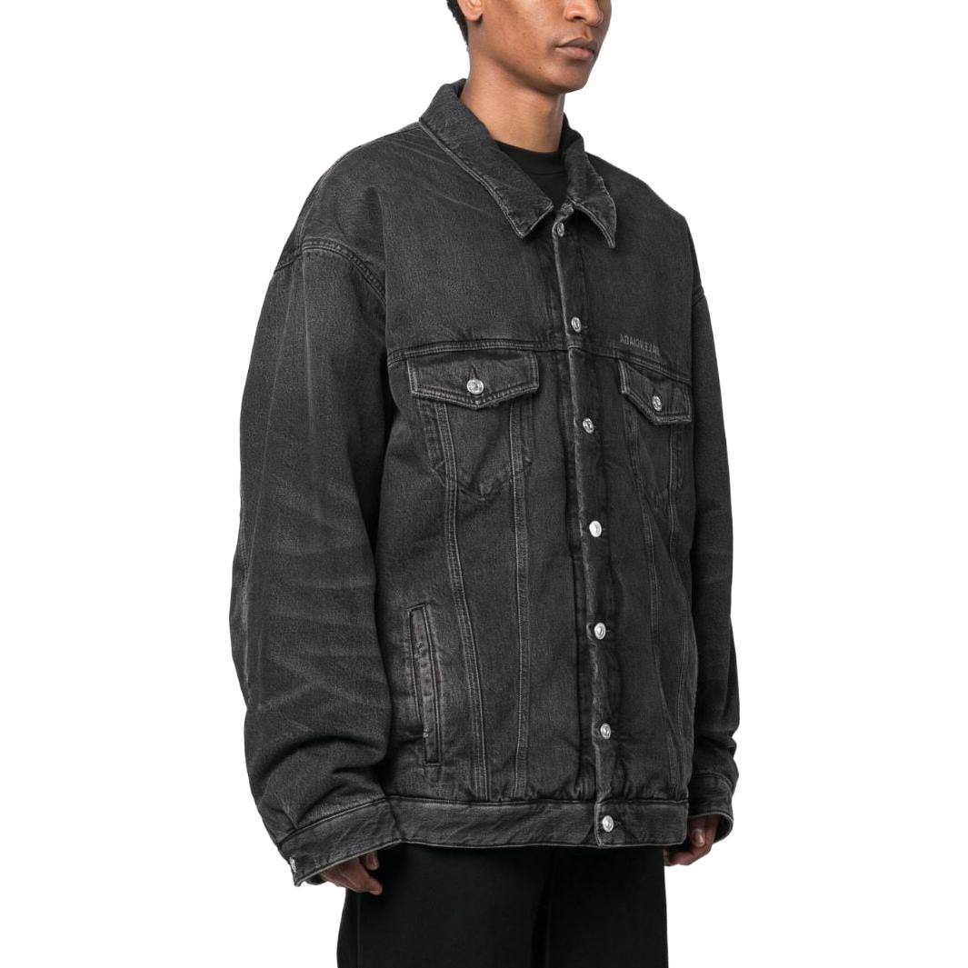 Purchase 巴黎世家 SS23 男士宽松版型破洞Logo印花黑色牛仔夹克 735744TBP471270