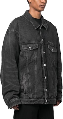 巴黎世家 SS23 男士宽松版型破洞Logo印花黑色牛仔夹克 735744TBP471270 Purchase 巴黎世家 SS23 男士宽松版型破洞Logo印花黑色牛仔夹克 735744TBP471270