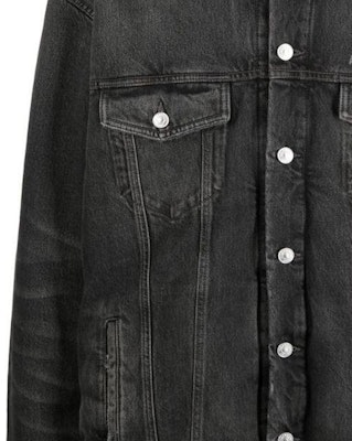 巴黎世家 SS23 男士宽松版型破洞Logo印花黑色牛仔夹克 735744TBP471270 Sizing 巴黎世家 SS23 男士宽松版型破洞Logo印花黑色牛仔夹克 735744TBP471270