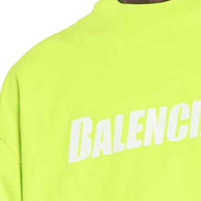 발렌시아가 SS23 디스트레스드 로고 티 플루오레센트 옐로우 루즈핏 티셔츠 유니섹스 651795TNVL17805 Details for 발렌시아가 SS23 디스트레스드 로고 티 플루오레센트 옐로우 루즈핏 티셔츠 유니섹스 651795TNVL17805