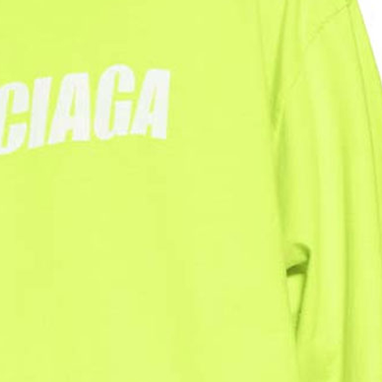 Sizing 발렌시아가 SS23 디스트레스드 로고 티 플루오레센트 옐로우 루즈핏 티셔츠 유니섹스 651795TNVL17805