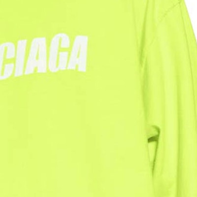 발렌시아가 SS23 디스트레스드 로고 티 플루오레센트 옐로우 루즈핏 티셔츠 유니섹스 651795TNVL17805 Sizing 발렌시아가 SS23 디스트레스드 로고 티 플루오레센트 옐로우 루즈핏 티셔츠 유니섹스 651795TNVL17805