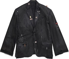 Balenciaga SS23 Distressed Rhinestone Pin Single-Breasted Blazer Black Menswear. 746409TBP011000 Balenciaga SS23 Distressed Rhinestone Pin Single-Breasted Blazer Black Menswear. 746409TBP011000