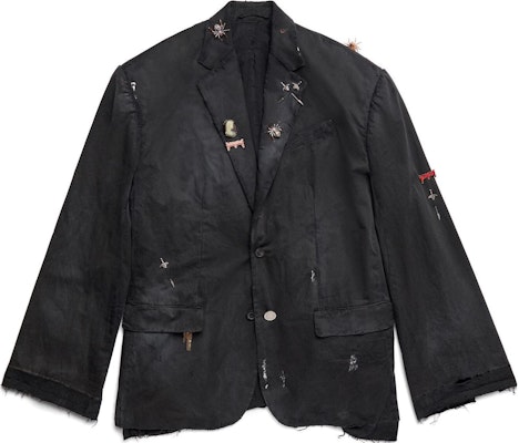 巴黎世家 SS23 男士黑色單排扣破壞風水鑽別針西裝外套 746409TBP011000 Buy 巴黎世家 SS23 男士黑色單排扣破壞風水鑽別針西裝外套 746409TBP011000
