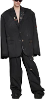 Lookbook 巴黎世家 SS23 男士黑色單排扣破壞風水鑽別針西裝外套 746409TBP011000