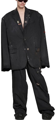 巴黎世家 SS23 男士黑色單排扣破壞風水鑽別針西裝外套 746409TBP011000 Lookbook 巴黎世家 SS23 男士黑色單排扣破壞風水鑽別針西裝外套 746409TBP011000