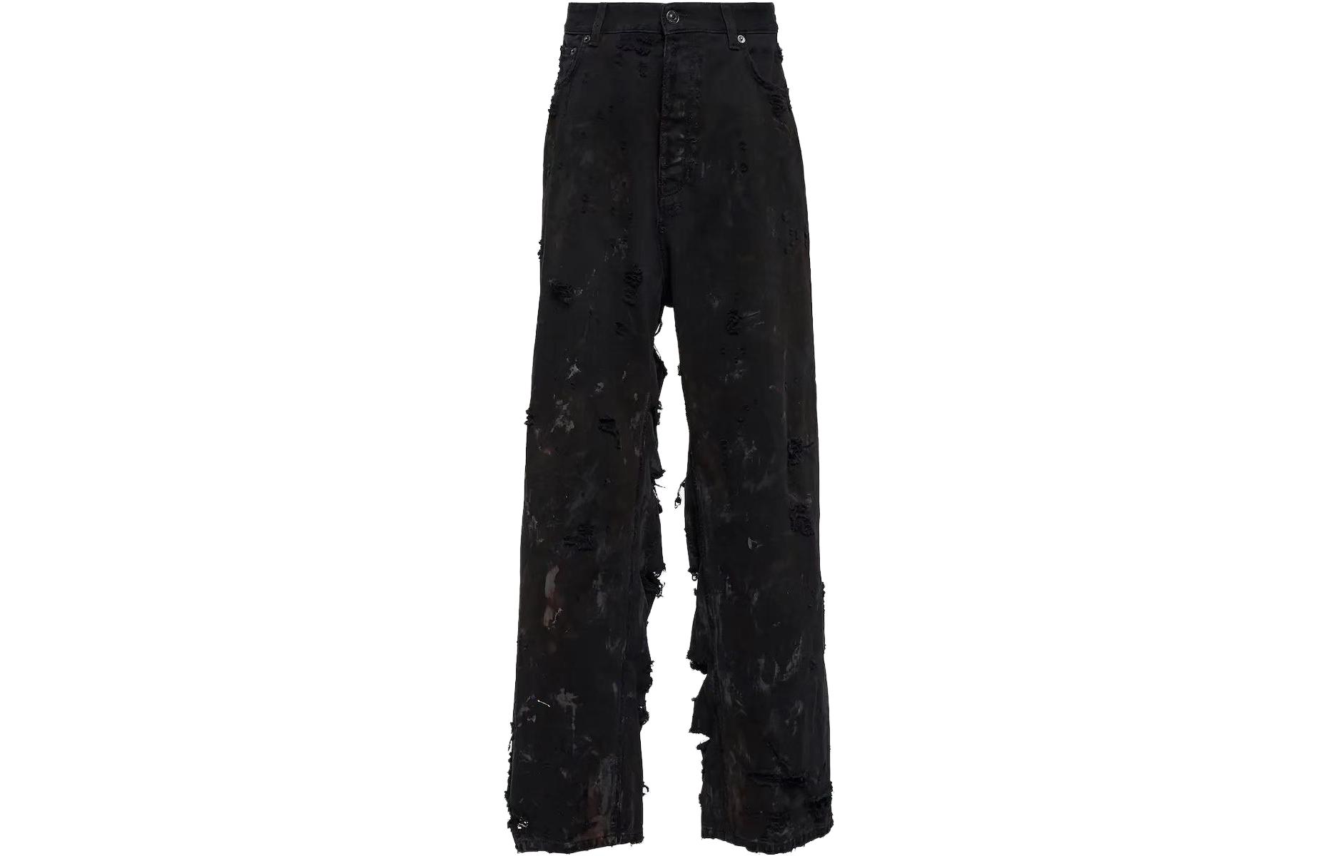 Order バレンシアガ SS23 ユニセックス ブラック ダメージ ストレートデニム ジーンズ. 745248TNW111700