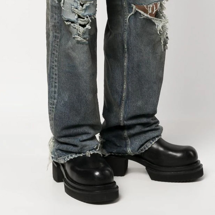 Purchase Balenciaga SS23 Jeans Pria Loose Fit Biru Model Straight-Leg Distressed. 745151TNW014974