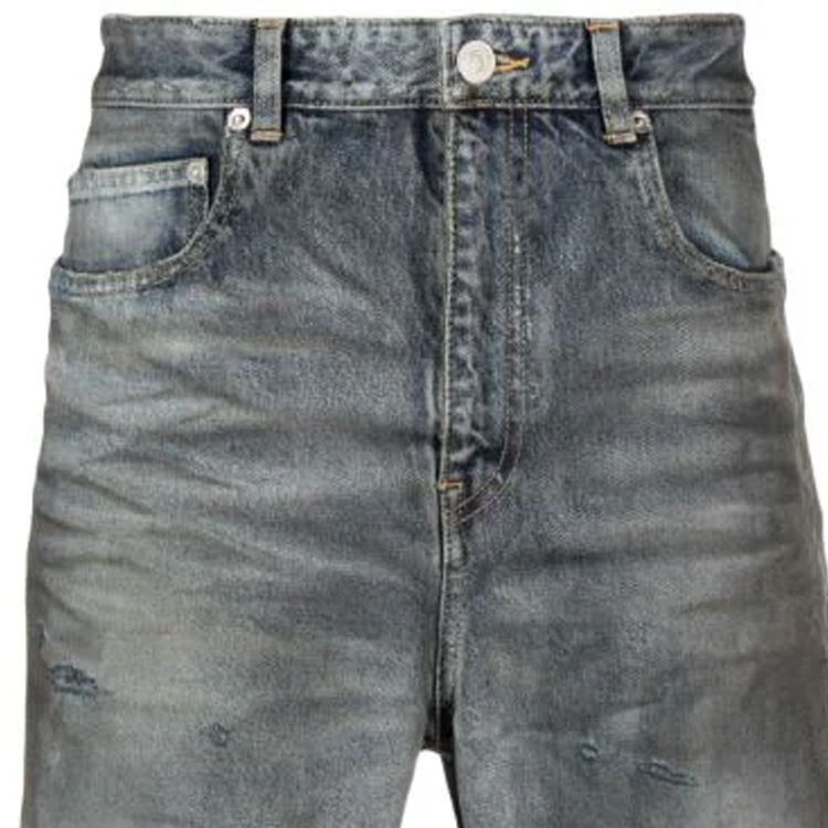 Sizing Balenciaga SS23 Jeans Pria Loose Fit Biru Model Straight-Leg Distressed. 745151TNW014974