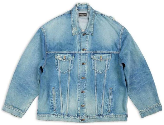 발렌시아가 SS23 디스트레스 워싱 데님 자켓 루즈핏 - 데님 블루. 727840TNW014268 Order 발렌시아가 SS23 디스트레스 워싱 데님 자켓 루즈핏 - 데님 블루. 727840TNW014268