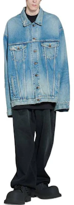 발렌시아가 SS23 디스트레스 워싱 데님 자켓 루즈핏 - 데님 블루. 727840TNW014268 Shop 발렌시아가 SS23 디스트레스 워싱 데님 자켓 루즈핏 - 데님 블루. 727840TNW014268