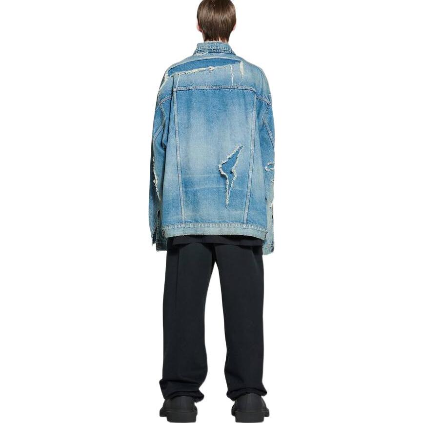 Purchase 발렌시아가 SS23 디스트레스 워싱 데님 자켓 루즈핏 - 데님 블루. 727840TNW014268