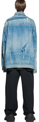 발렌시아가 SS23 디스트레스 워싱 데님 자켓 루즈핏 - 데님 블루. 727840TNW014268 Purchase 발렌시아가 SS23 디스트레스 워싱 데님 자켓 루즈핏 - 데님 블루. 727840TNW014268