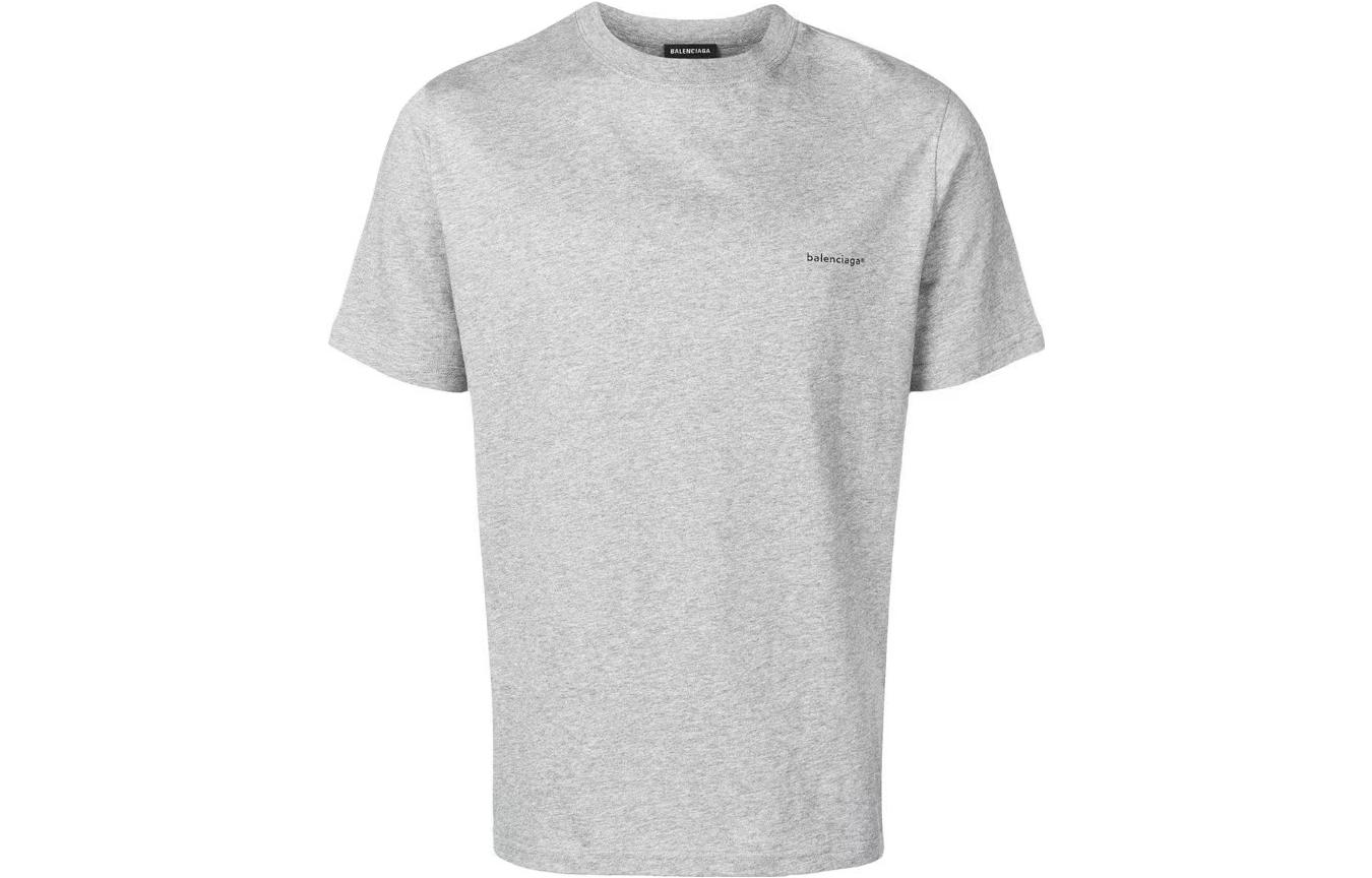Balenciaga SS23 Embroidered Logo Crewneck T-Shirt Unisex Regular Fit Grey. 556151TYK281300