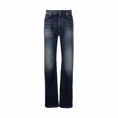 Balenciaga SS23 Faded Straight-Leg Denim Jeans Unisex Deep Blue. 681707TJW754021