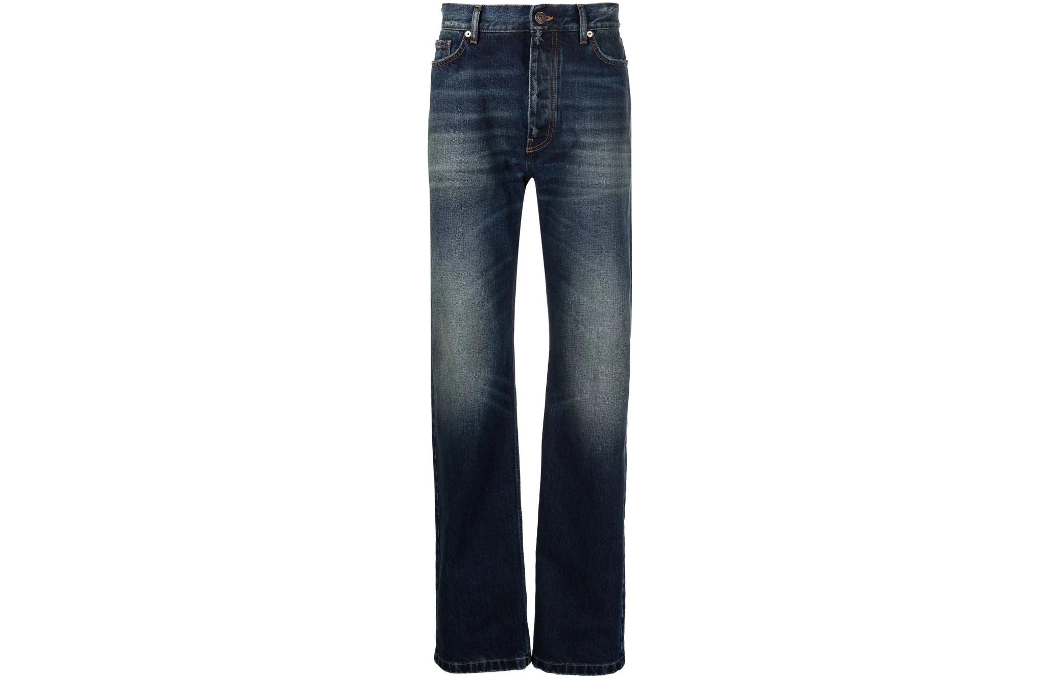 Order 발렌시아가 SS23 페이디드 스트레이트 데님 진 유니섹스 딥 블루. 681707TJW754021