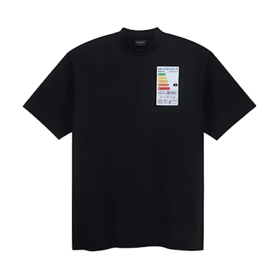 Balenciaga SS23 Geometric Print Logo Oversized Black T-Shirt for Men. 739784TOVD71055