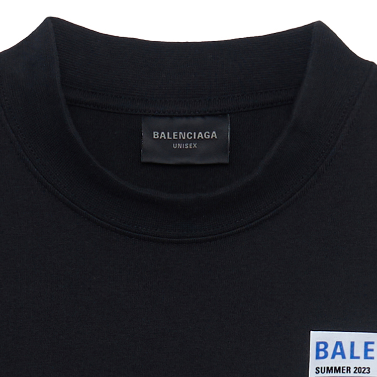 Shop Balenciaga SS23 Geometric Print Logo Oversized Black T-Shirt for Men. 739784TOVD71055