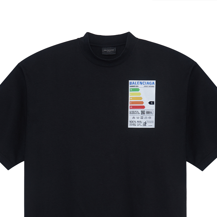 Sizing Balenciaga SS23 Geometric Print Logo Oversized Black T-Shirt for Men. 739784TOVD71055