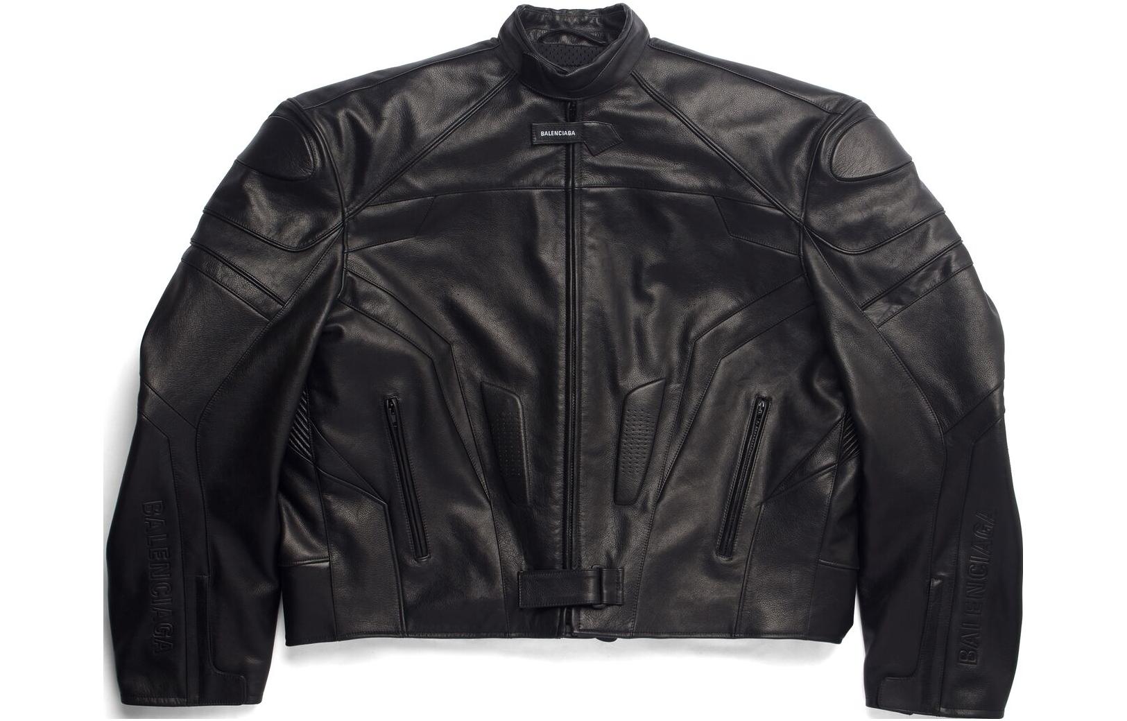 Balenciaga SS23 Glossy Stand-Collar Zip-Up Oversized Jacket Black 744983TOS141000