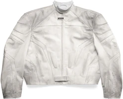 Balenciaga SS23 Glossy White Stand Collar Loose Fit Jacket for Men 744983TOS149012 Balenciaga SS23 Glossy White Stand Collar Loose Fit Jacket for Men 744983TOS149012