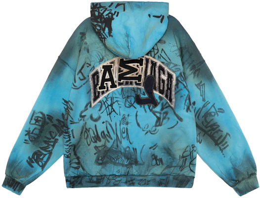 발렌시아가 SS23 그래피티 후드 집업 후디 레귤러 핏 블루 744457TOVA84900 Lookbook 발렌시아가 SS23 그래피티 후드 집업 후디 레귤러 핏 블루 744457TOVA84900