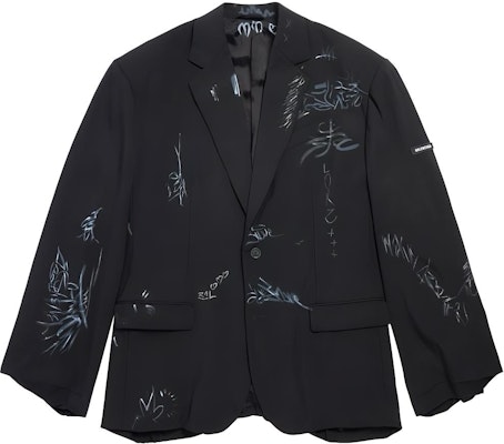 バレンシアガ SS23 グラフィティプリント オーバーサイズ 黒 ブレザー ユニセックス 739591TOT031000 Buy バレンシアガ SS23 グラフィティプリント オーバーサイズ 黒 ブレザー ユニセックス 739591TOT031000