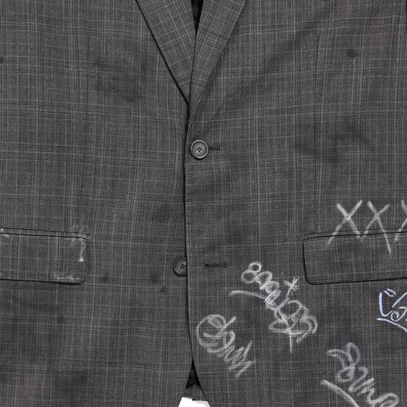 Sizing Balenciaga SS23 Blazer Kelabu Oversaiz Unisex Corak Grafiti. 739591TOT071240