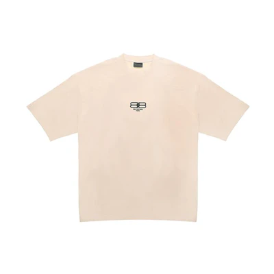 Balenciaga SS23 Graphic Print Oversized Khaki T-Shirt Crewneck Short Sleeve 612966TMVG79364