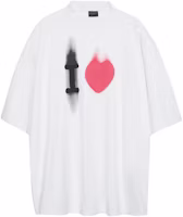 Balenciaga SS23 Heart Letter Print Oversized Unisex T-Shirt White. 744439TOVH39081 Balenciaga SS23 Heart Letter Print Oversized Unisex T-Shirt White. 744439TOVH39081