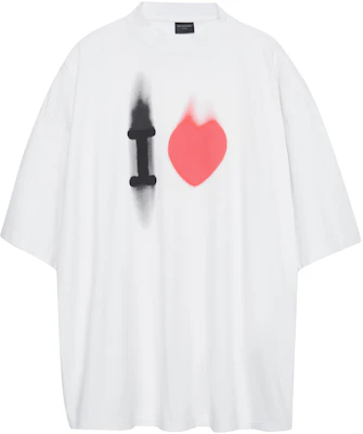 Balenciaga SS23 Heart Letter Print Oversized Unisex T-Shirt White. 744439TOVH39081 Order Balenciaga SS23 Heart Letter Print Oversized Unisex T-Shirt White. 744439TOVH39081