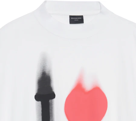 Balenciaga SS23 Heart Letter Print Oversized Unisex T-Shirt White. 744439TOVH39081 Purchase Balenciaga SS23 Heart Letter Print Oversized Unisex T-Shirt White. 744439TOVH39081