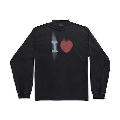Balenciaga SS23 Heart Logo Long-Sleeve Unisex Black T-Shirt. 744449TOVH39034