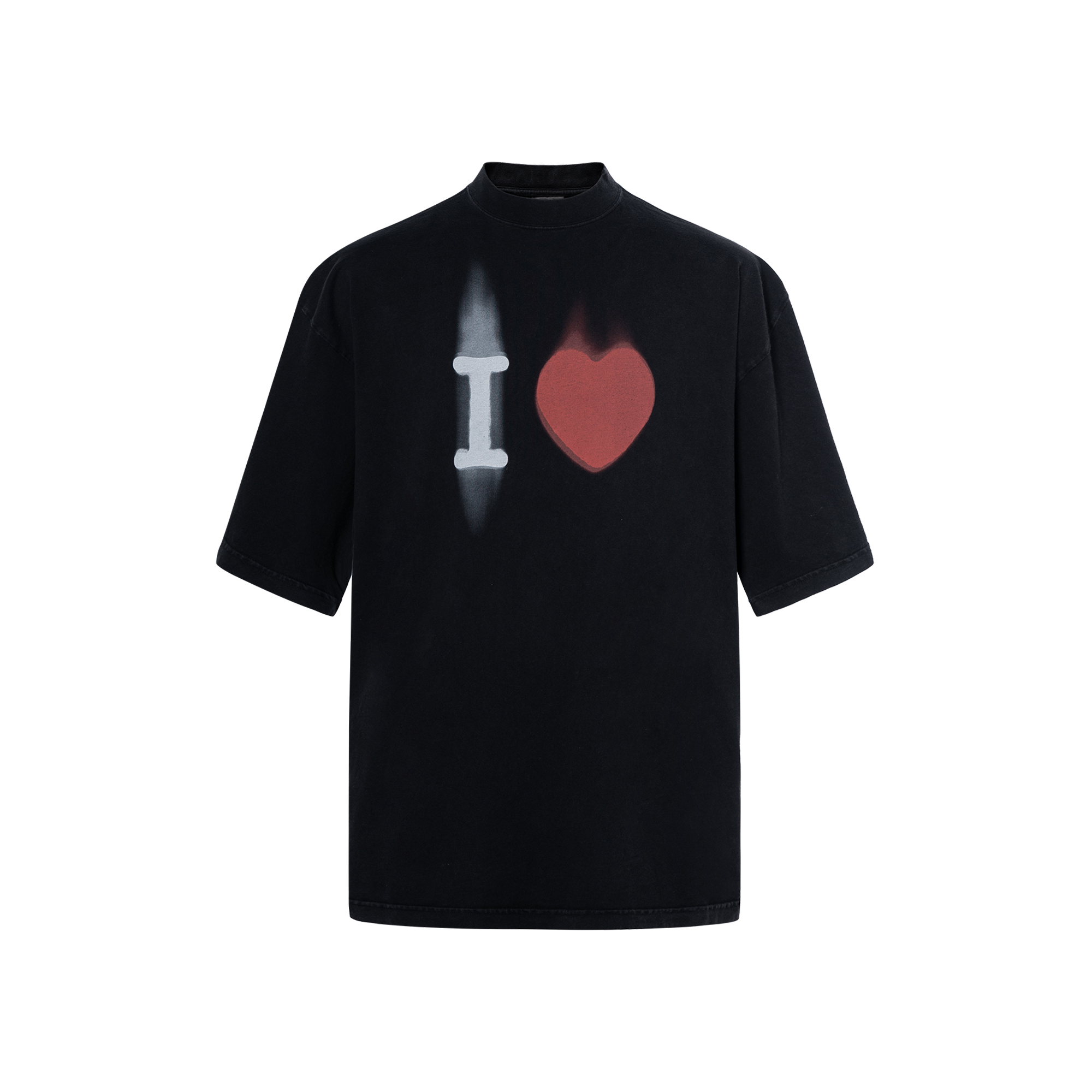 Order Balenciaga SS23 Heart Print Loose Fit T-Shirt Unisex Black 744439TOVH39034