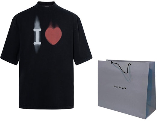 Balenciaga SS23 Heart Print Loose Fit T-Shirt Unisex Black 744439TOVH39034 Shop Balenciaga SS23 Heart Print Loose Fit T-Shirt Unisex Black 744439TOVH39034